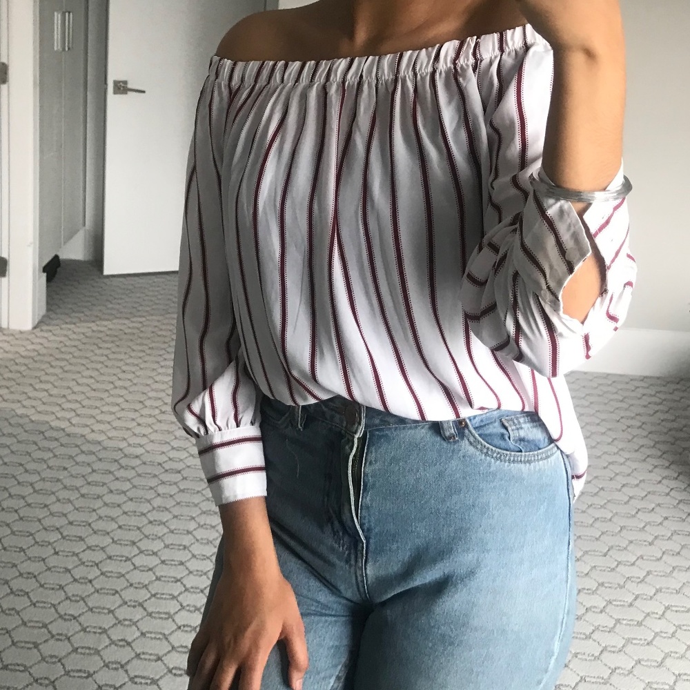 Off the shoulder striped top